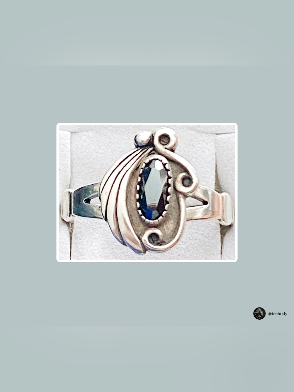 VTG Sterling Silver Black Diamond Wave Ring Artist Signed WMCO NWT